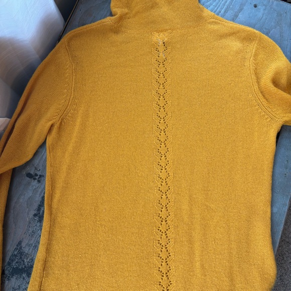 Qi Cashmere marigold yellow turtleneck sweater | size small - Picture 3 of 6